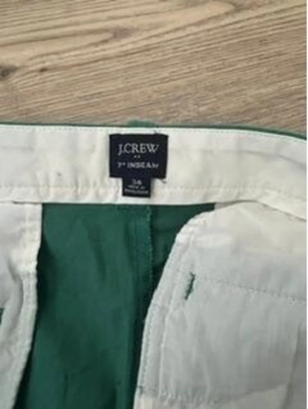 J.Crew Mens Chino Shorts Size 38 Green 7 Inch Inseam Stretch Cotton Casual